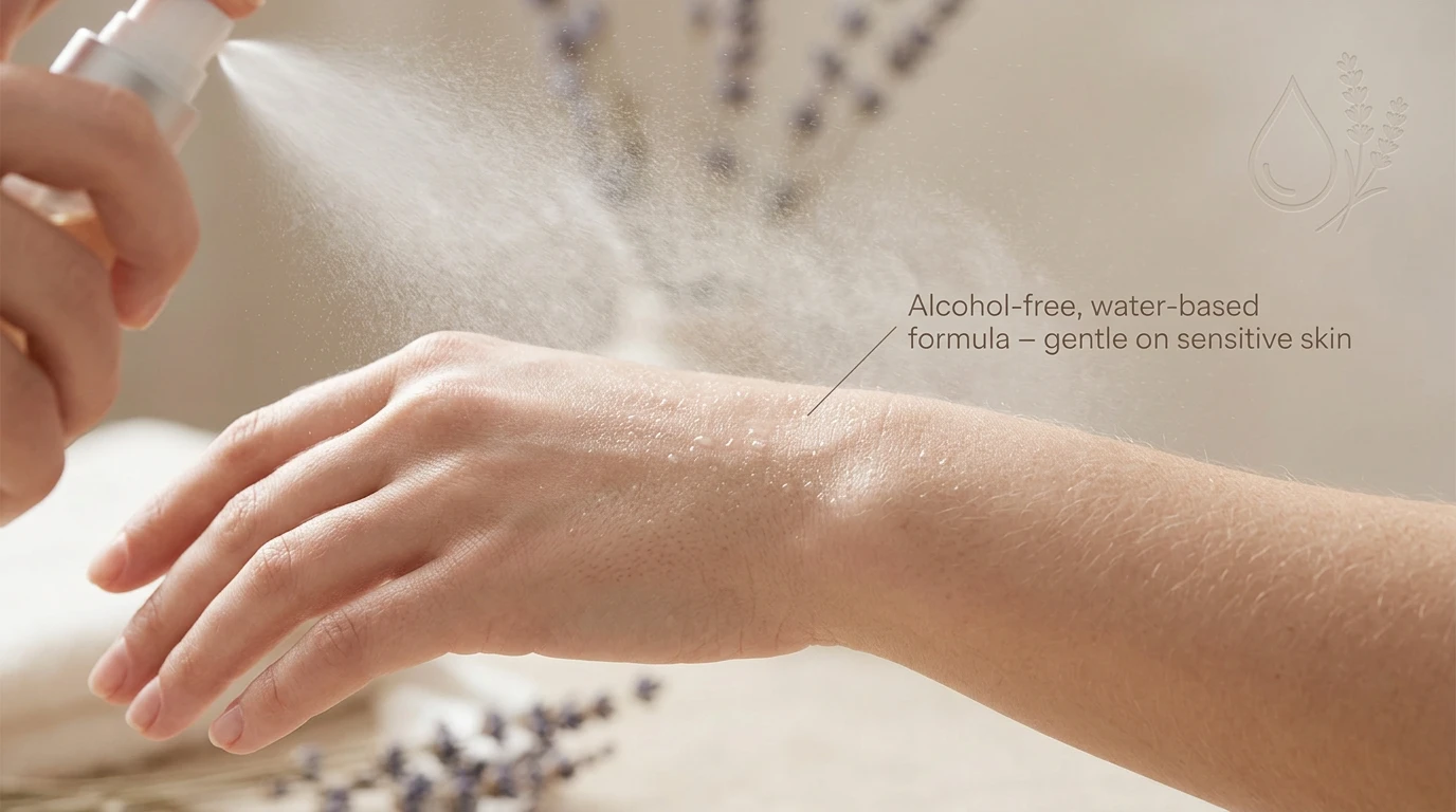 Alcohol-free formula safe for sensitive skin.